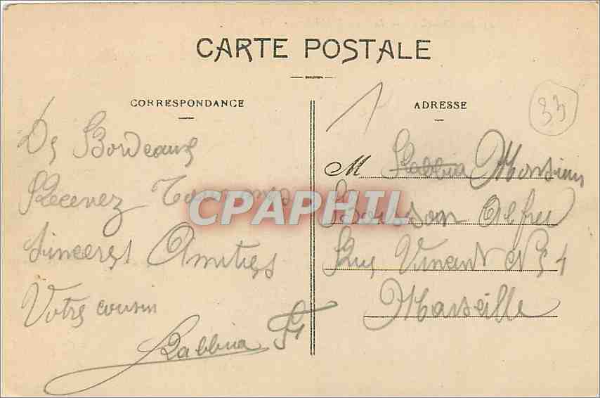 CPA Bordeaux Le Grand Theatre  — Verso