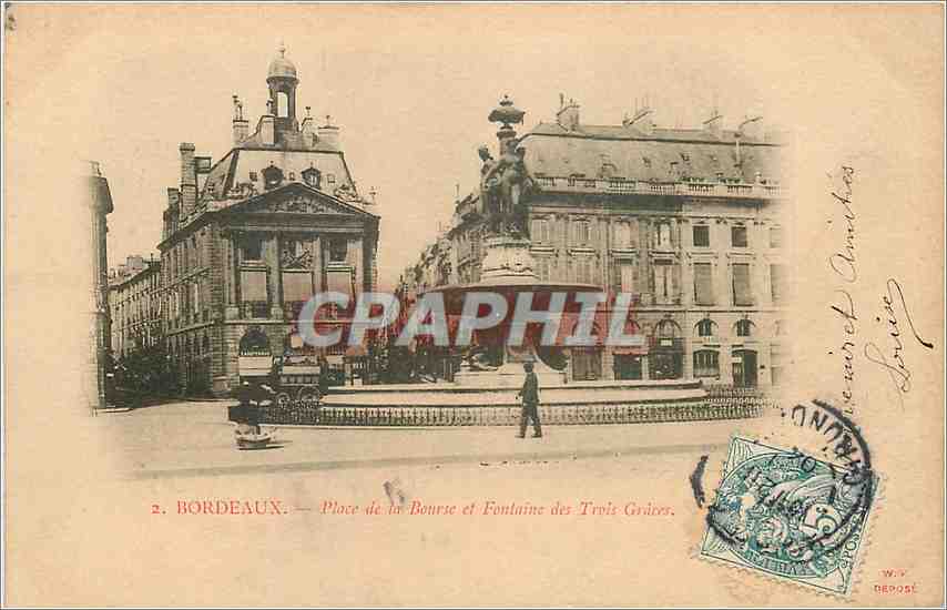 Bordeaux — Place de la Bourse et Fontaine des Trois Grâces — W. V. DEROSE