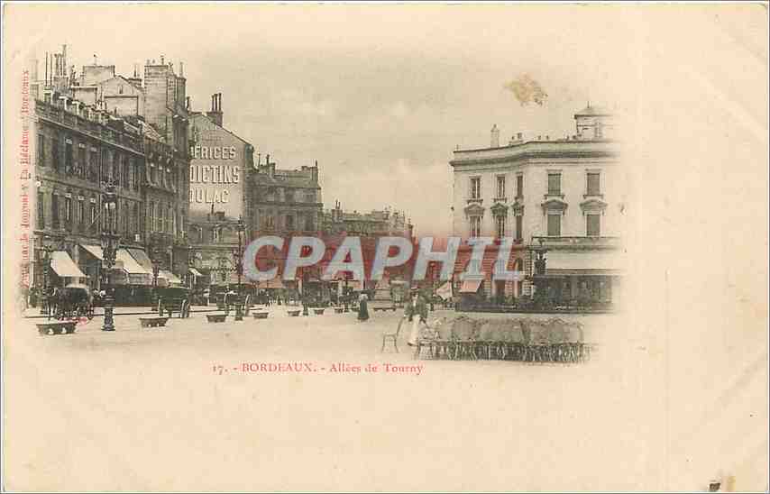 Bordeaux - Allées de Tourny — vue urbaine avec bâtiments et enseigne 'Frères Dictins Dulac' — éditeur Zoum & Journot, n°17