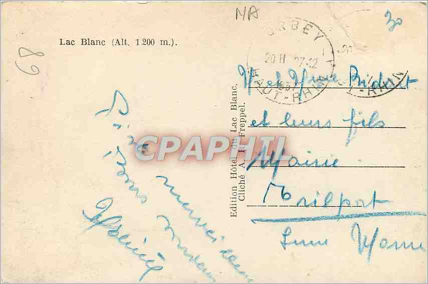 CPA Lac Blanc Alpinisme — Verso