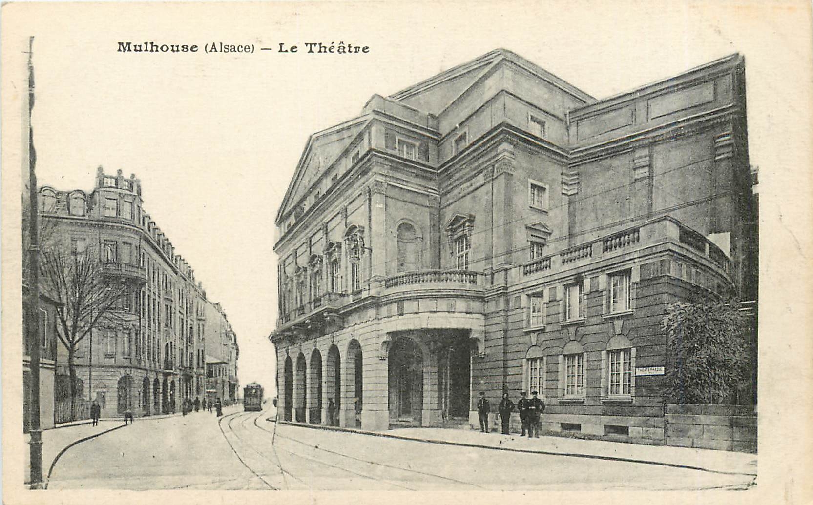CPA Mulhouse Alsace Le Theatre Tramway