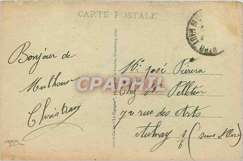 CPA Mulhouse Le Travail surnomme le Schewissdissi  — Rückseite