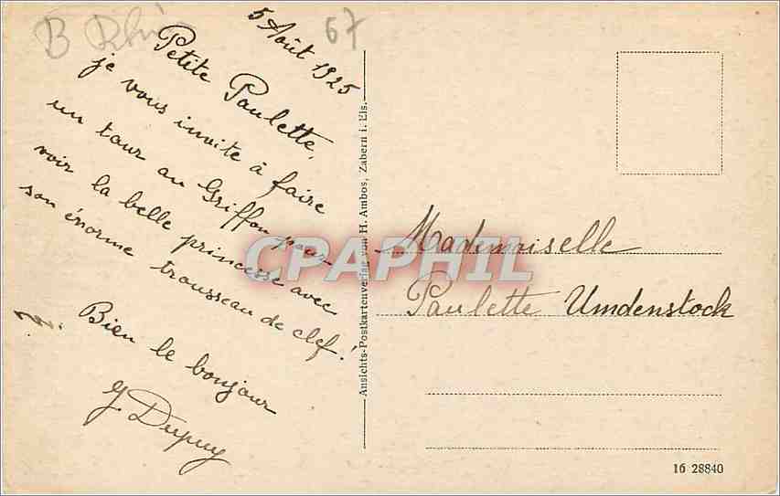 CPA Saverne vallee de la Zorn avec le Griffon  — Rückseite
