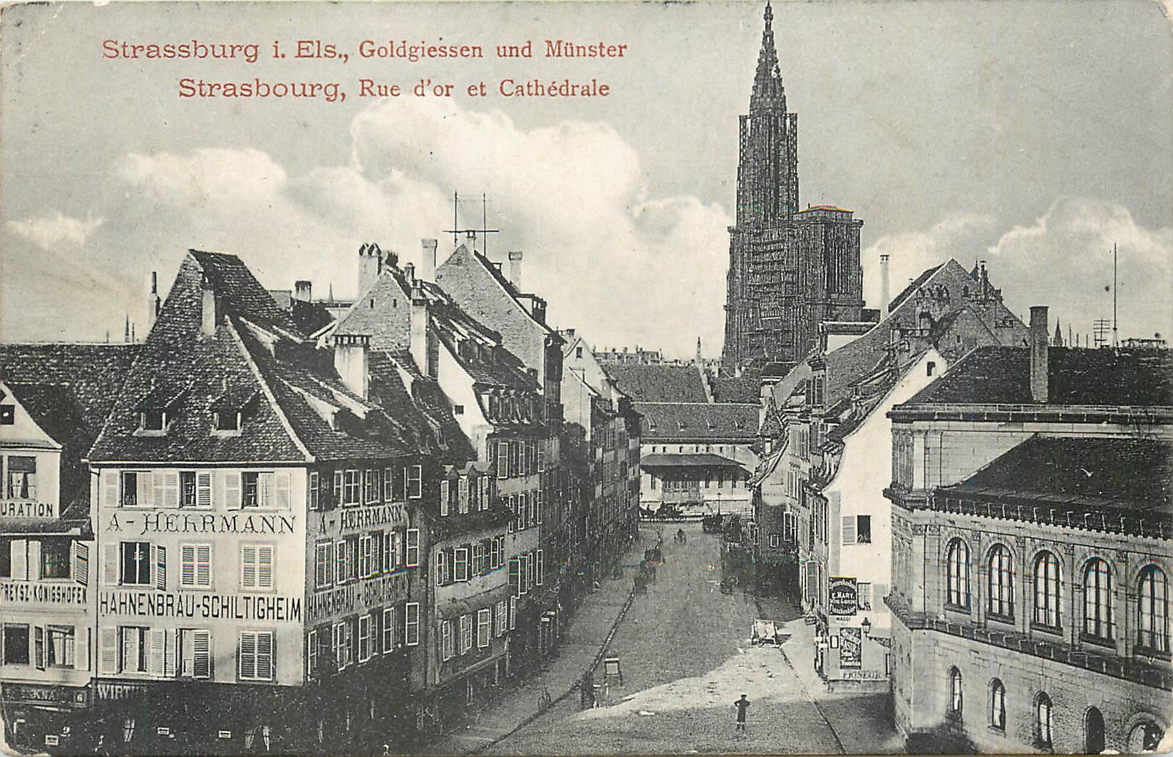 CPA Strasbourg Rue d'or et Cathedrale 
