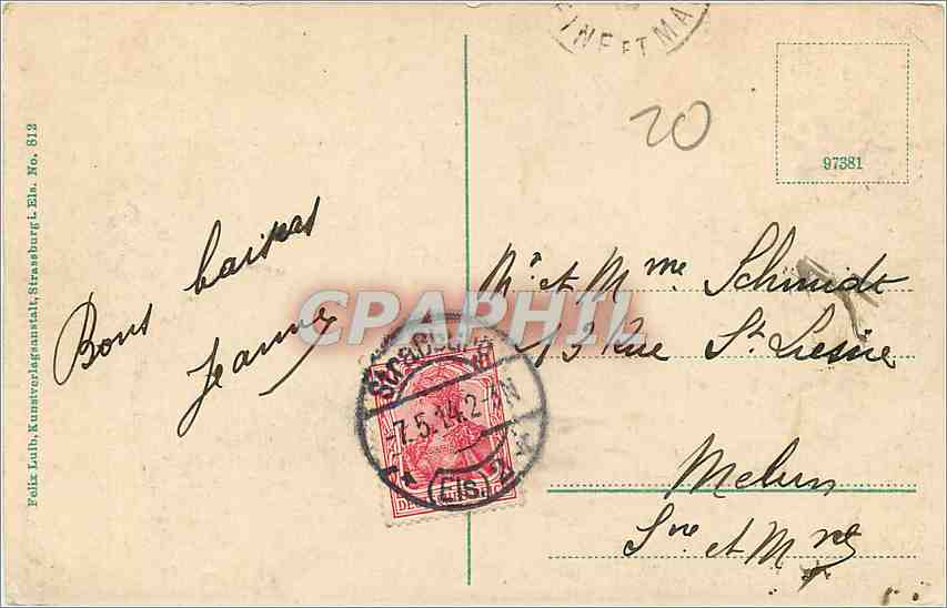 CPA Strasbourg Rue d'or et Cathedrale  — Verso