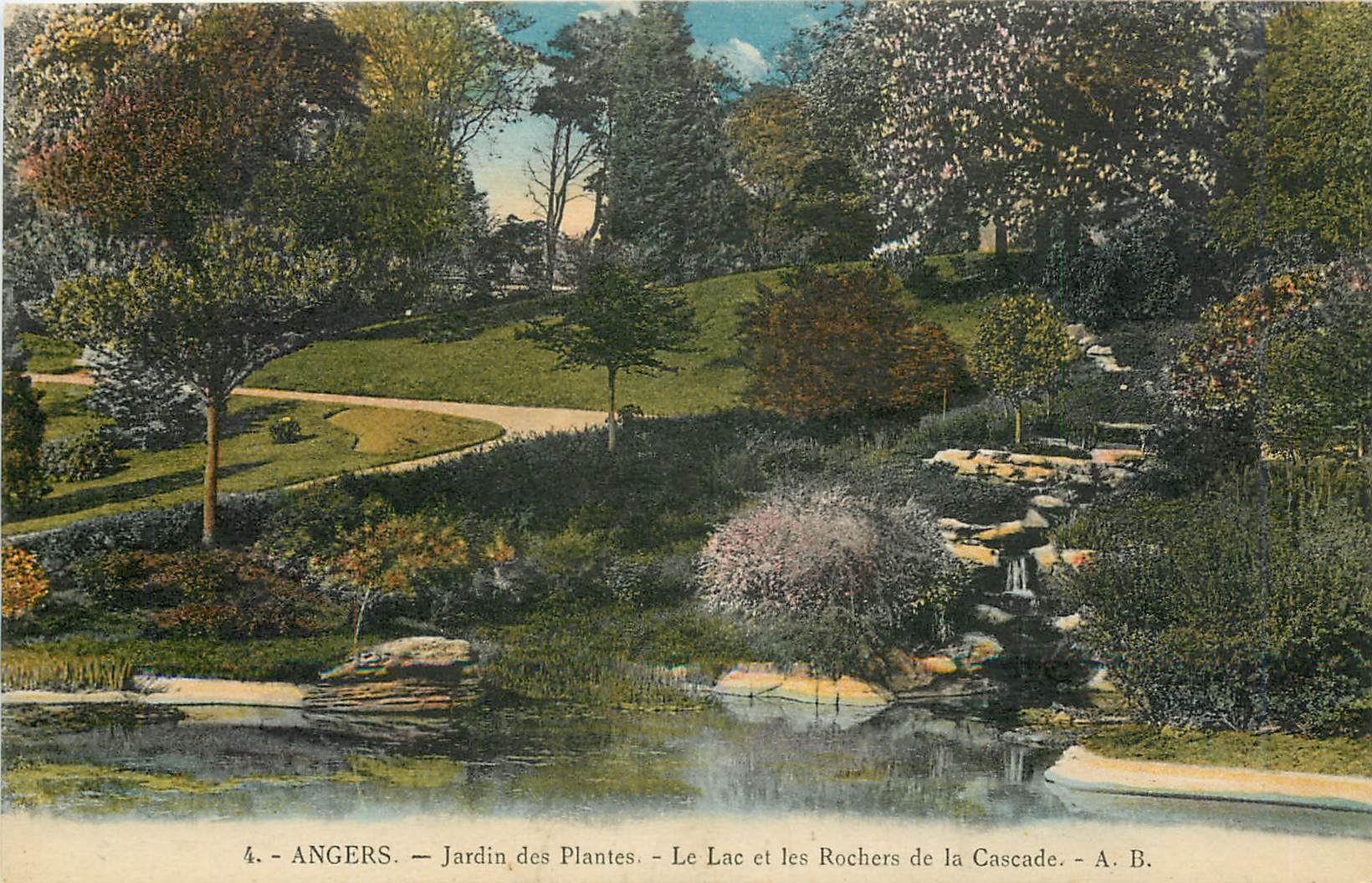CPA Angers Jardin des Plantes Le Lac et les Rochers de la Cascade 