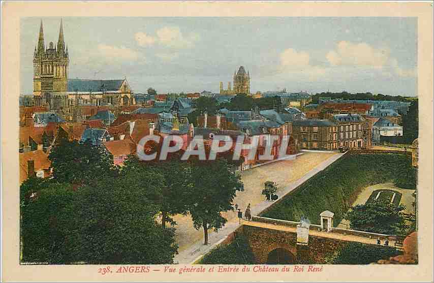 CPA Angers Vue generale et Entree du Chateau du Roi Rene 