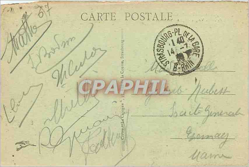 CPA Strasbourg Pont des Vosges Eglise Saint Paul Tramway — Rückseite