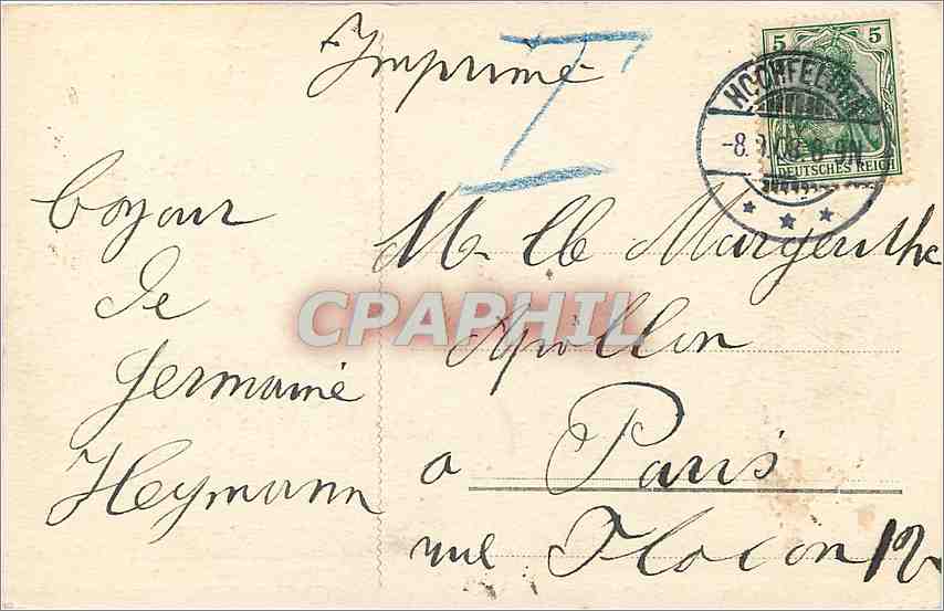 CPA Strassburg Fontaine Reinhardt et le Theatre  — Verso