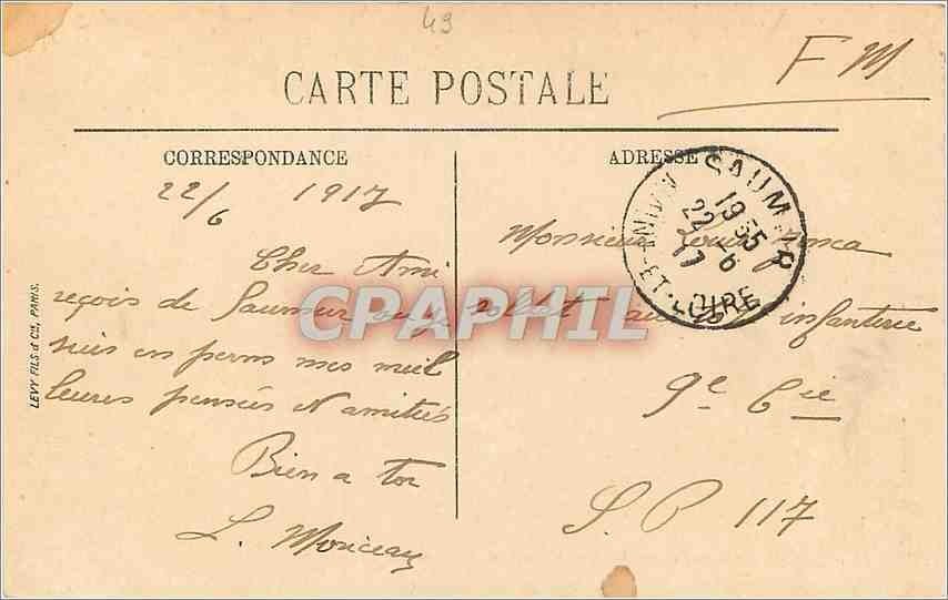 CPA Saumur M et L Le Pont Cessart sur la Loire  — Rückseite