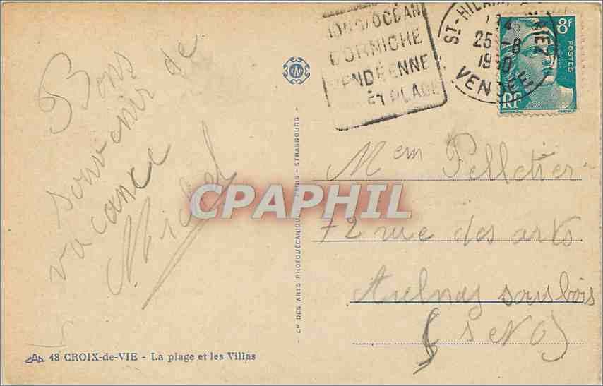 CPA Croix de Vie La plage et les Villas  — Verso