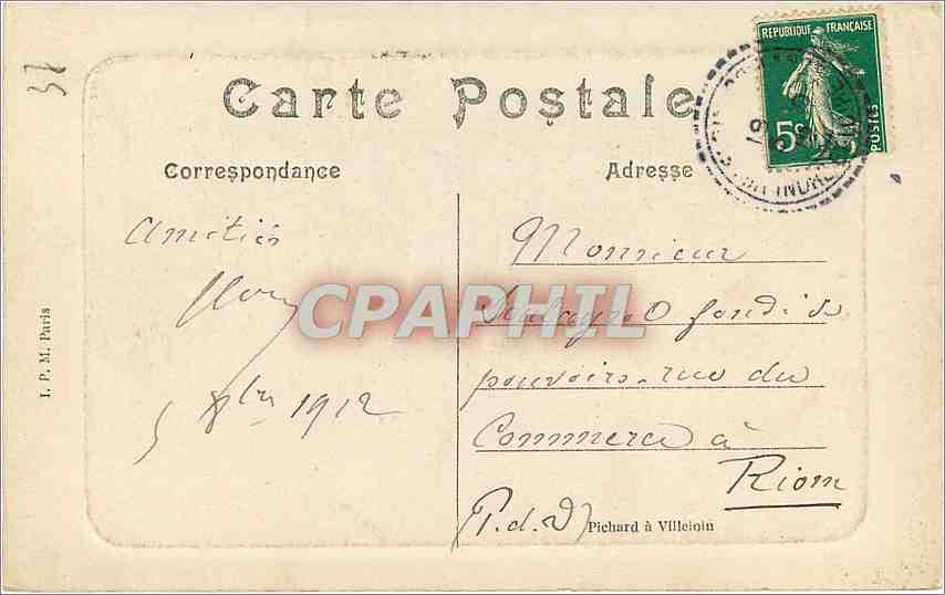 CPA Villeloin Coulange I et L  — Rückseite