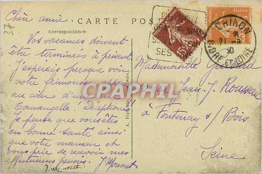 CPA Langeais I et L Le Chateau  — Verso
