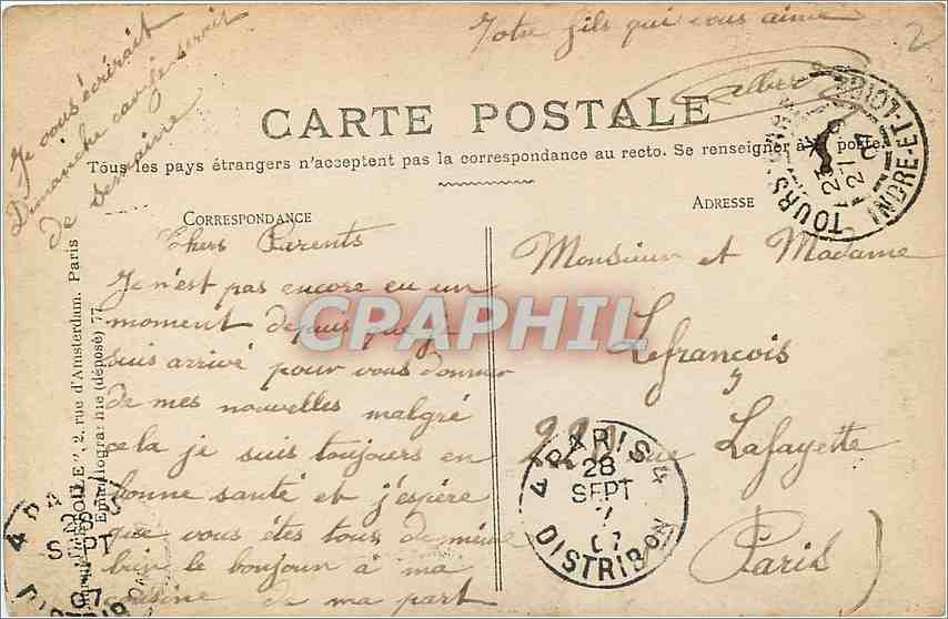 CPA Tours Jardin des Prebendes d'Oe  — Rückseite