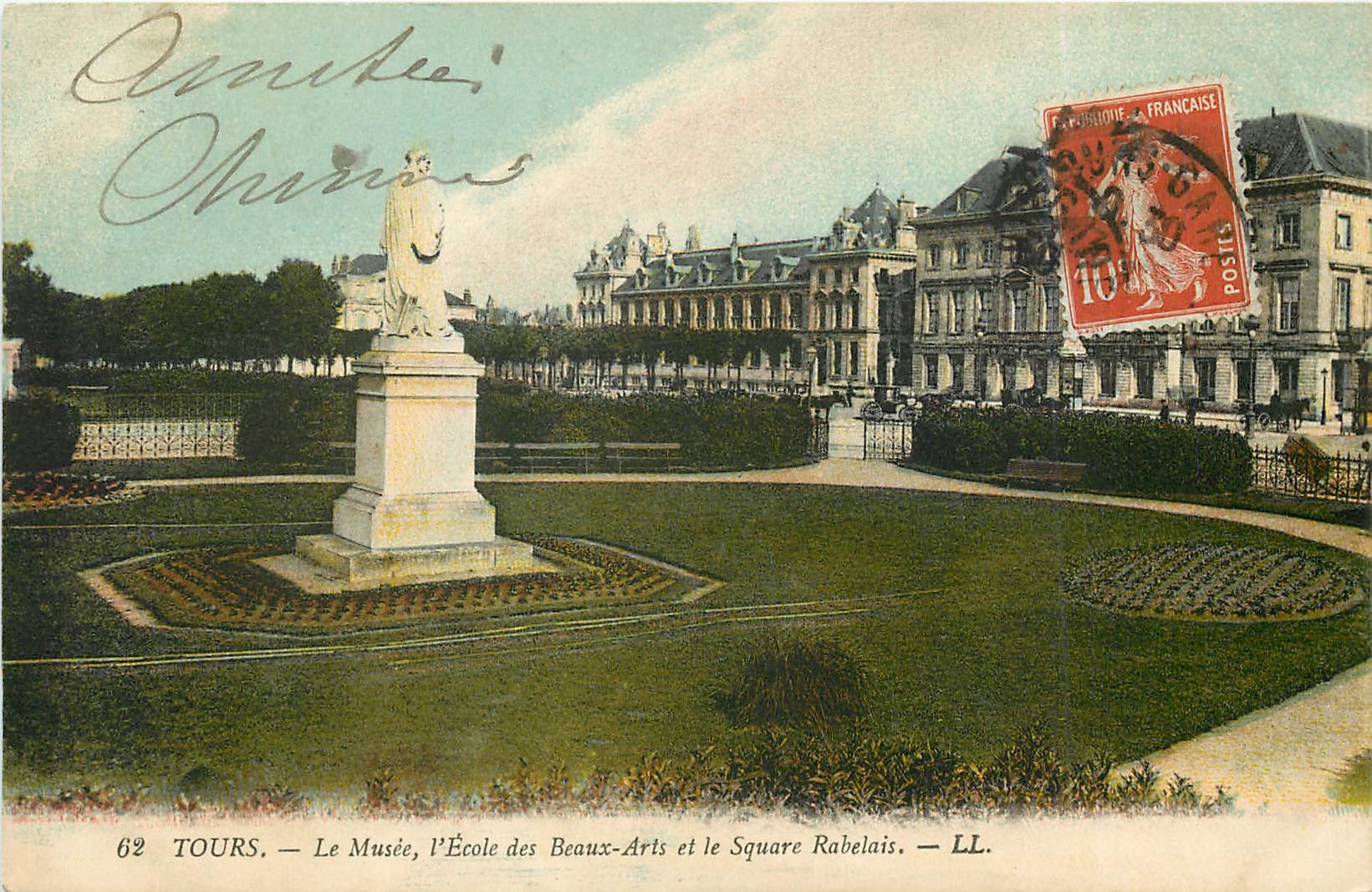 CPA Tours Le Musee l'Ecole des Beaux Arts et le Square Rabelais 