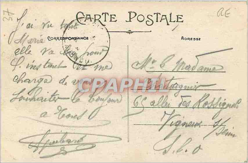 CPA Tours I et L Cathedrale Les Portails  — Rückseite