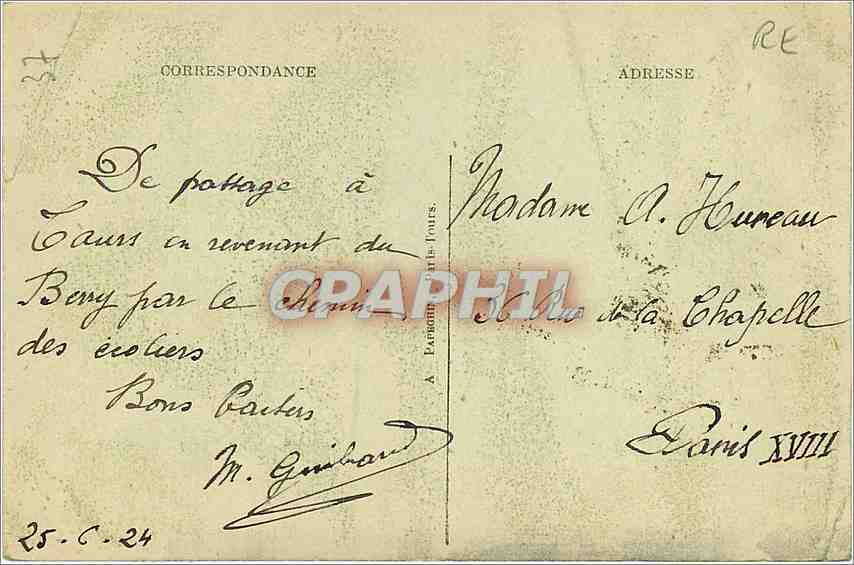 CPA Tours I et L Cloitre de la Psalette  — Rückseite