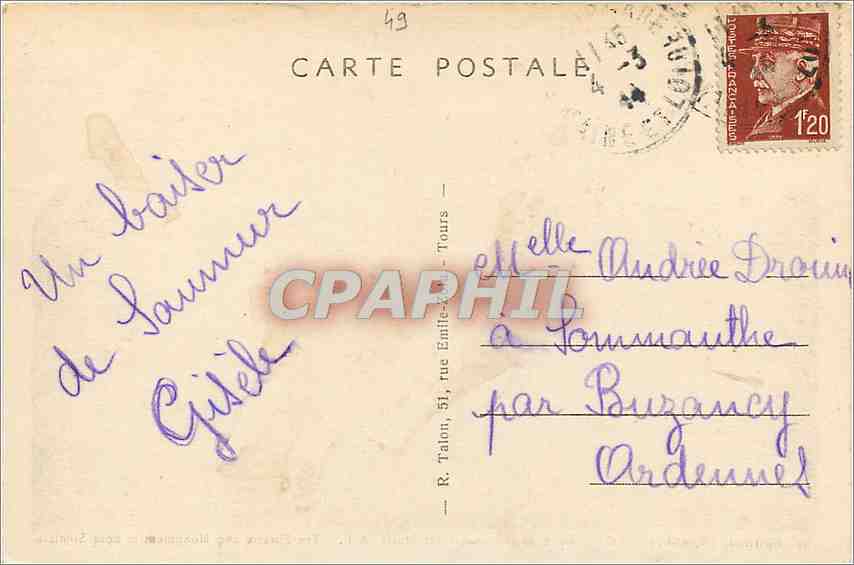 CPA Saumur M et L Le Theatre et le Monument aux Morts  — Rückseite
