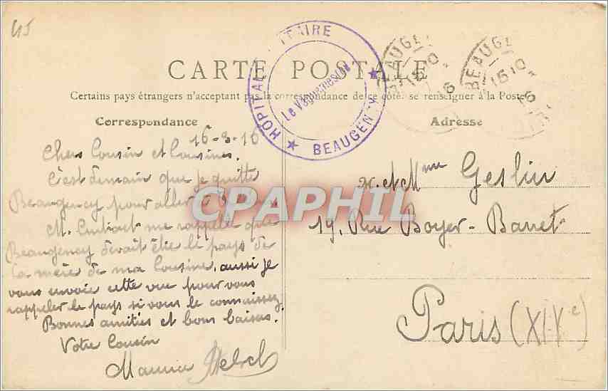 CPA Beaugency Vud d'ensemble La Tour l'Eglise et le Chateau  — Rückseite