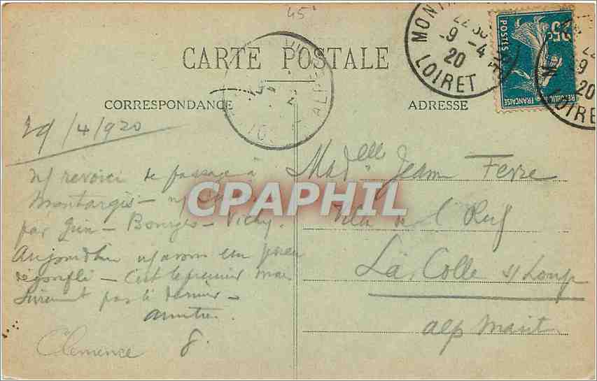 CPA Montargis L'Hotel de Ville  — Rückseite