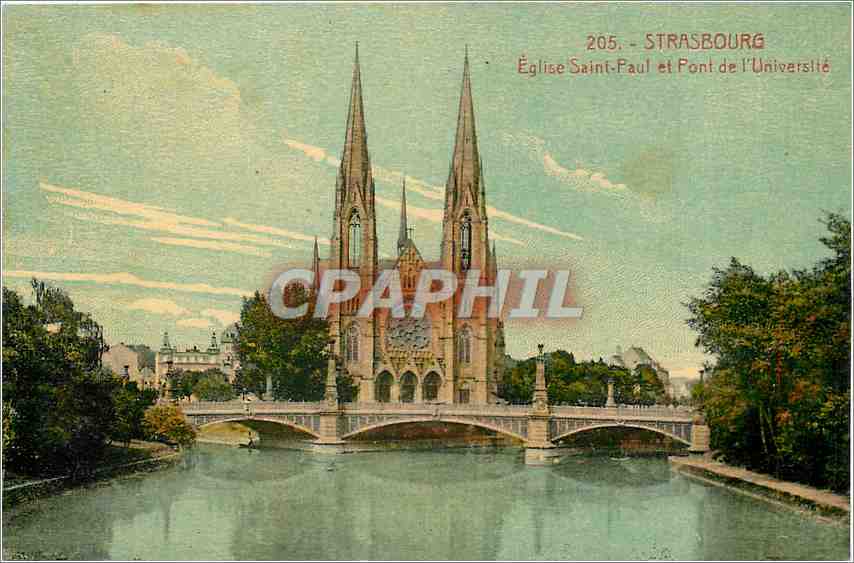CPA Strasbourg Eglise Saint Pail et Pont de l'Universite 