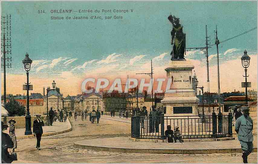 Orléans — Eingang zur George-V-Brücke — Statue der Jeanne d'Arc, von Gols
