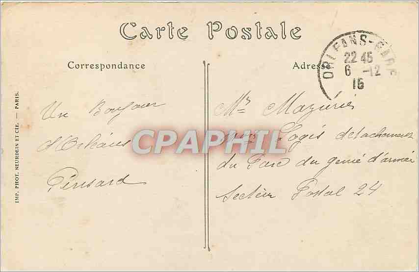 CPA Orleans Statue de Jeanne d'Arc par Foyatier  — Verso