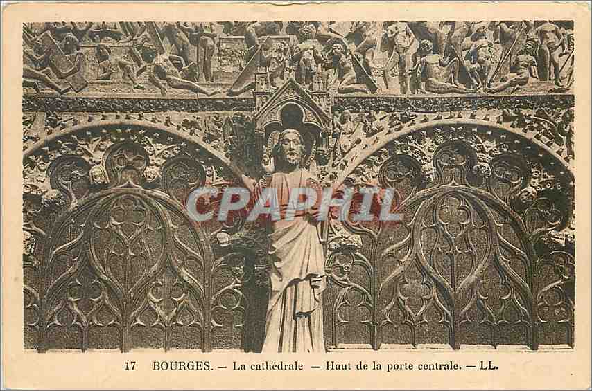 CPA Bourges La Cathedrale Haut de la porte centrale 