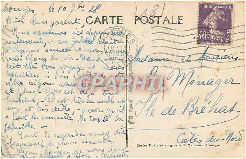 CPA Bourges Le Chateau d'Eau  — Rückseite