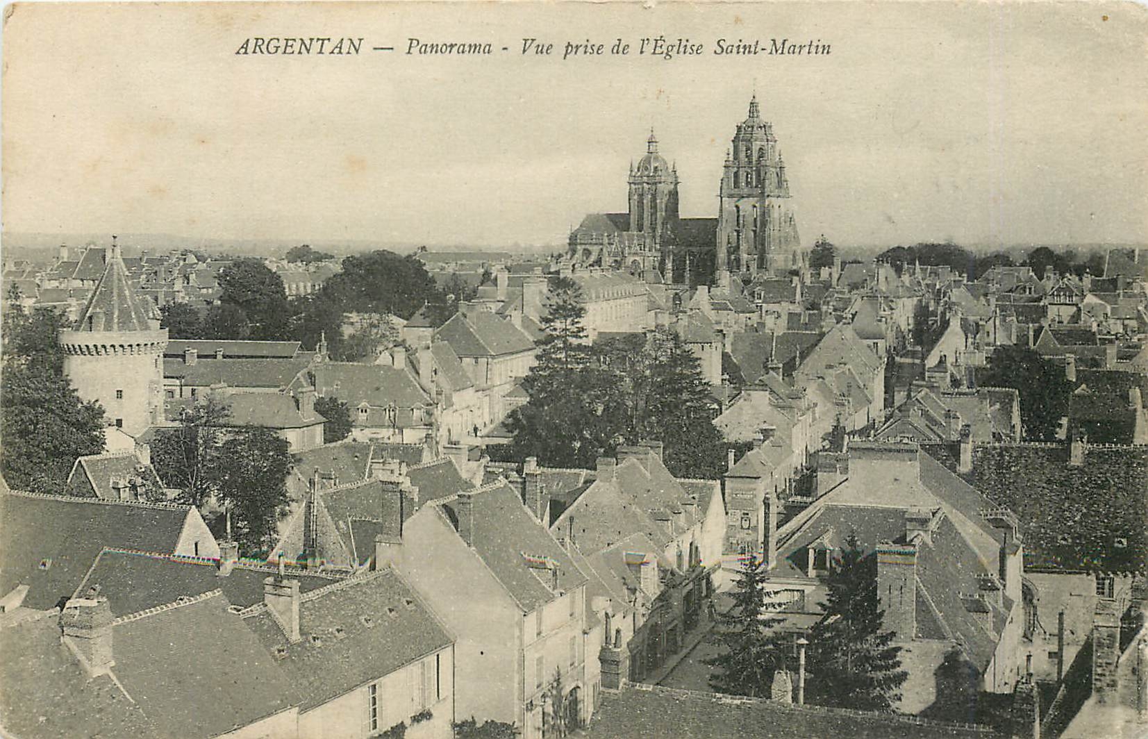 CPA Argentan Panorama Vue prise de l'Eglise Saint Martin 