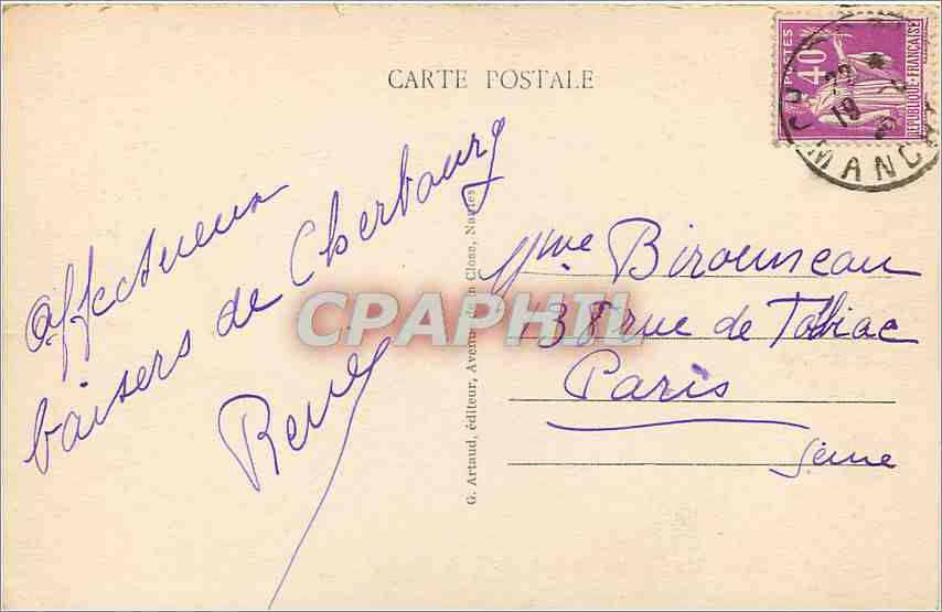 CPA Cherbourg La Gare maritime  — Rückseite