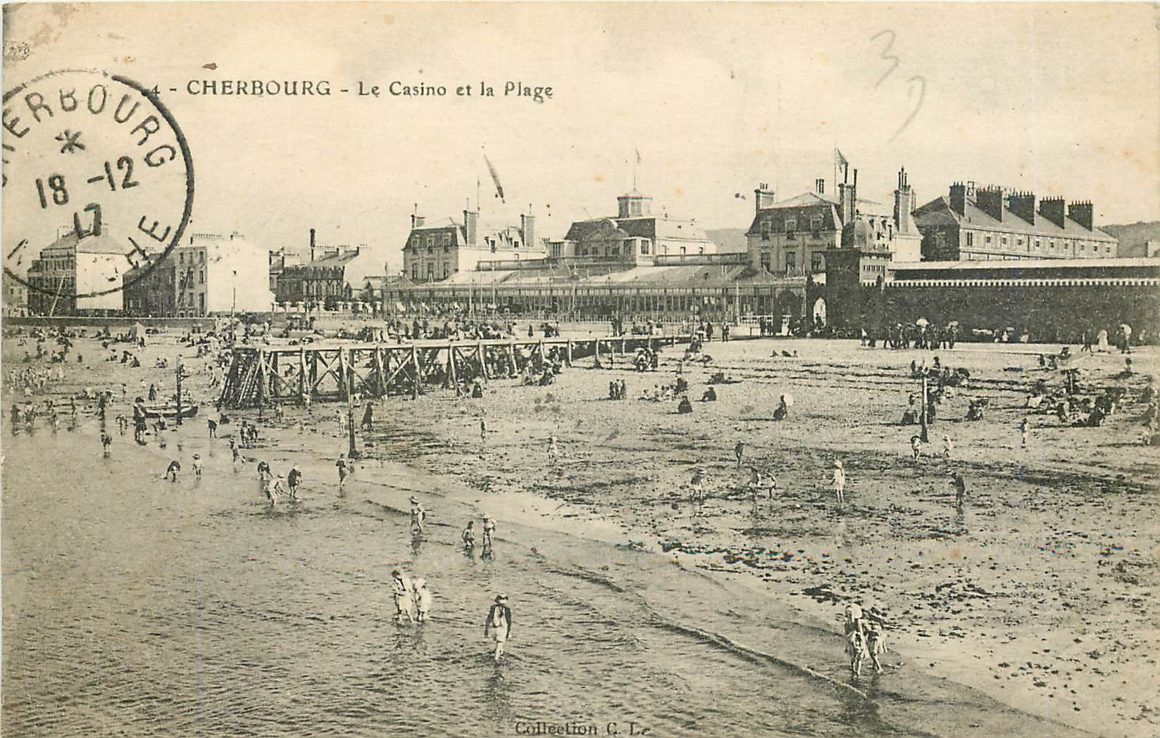 CPA Cherbourg Le Casino et la Plage 