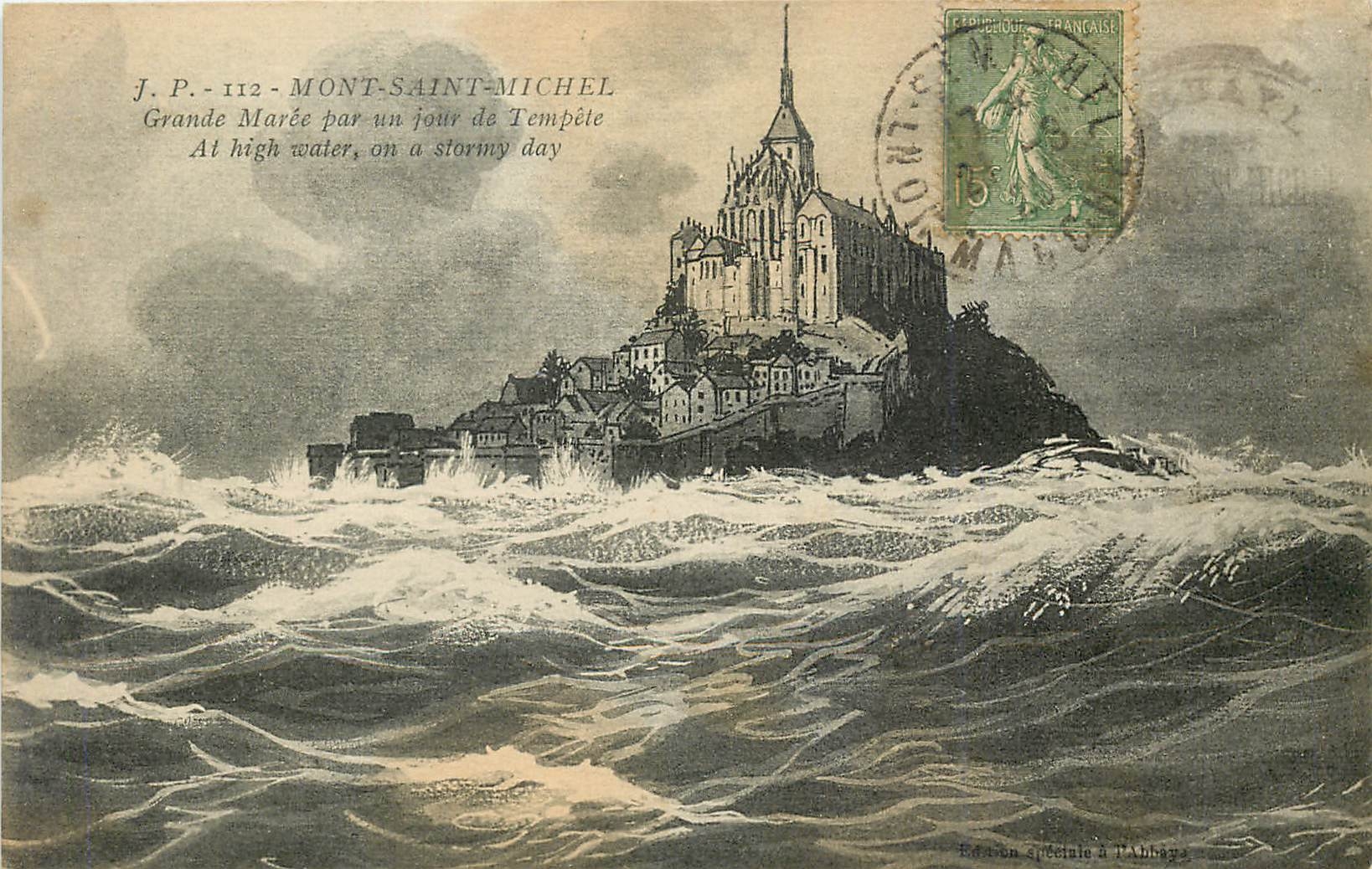CPA Mont Saint Michel Grande Maree par un jour de Tempete 