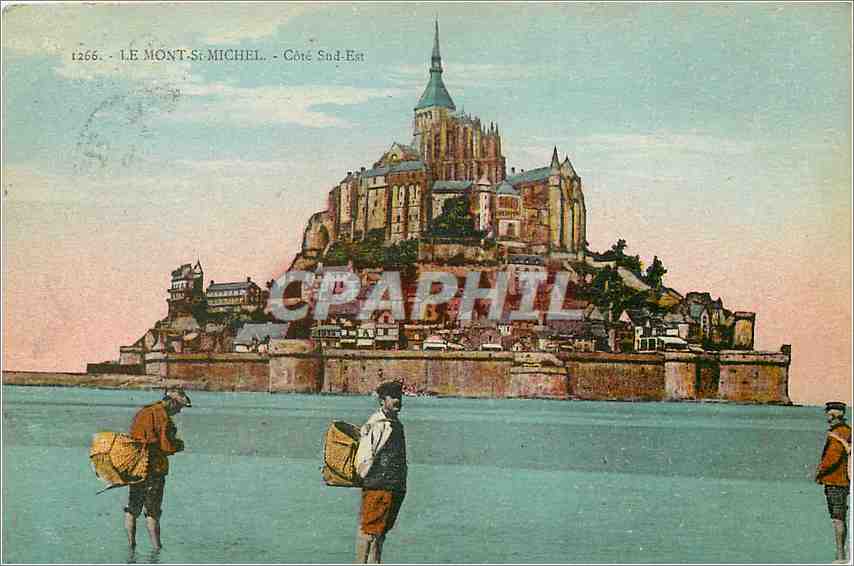 CPA Le Mont St Michel Cote sud Est Peche Pecheur
