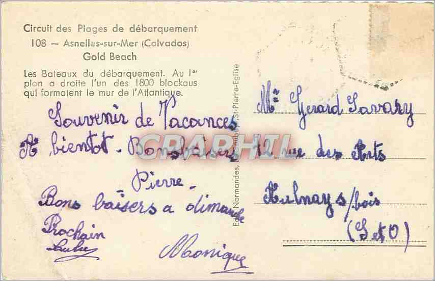 CPM Asnelles sur Mer Calvados Gold Beach Bateaux — Rückseite