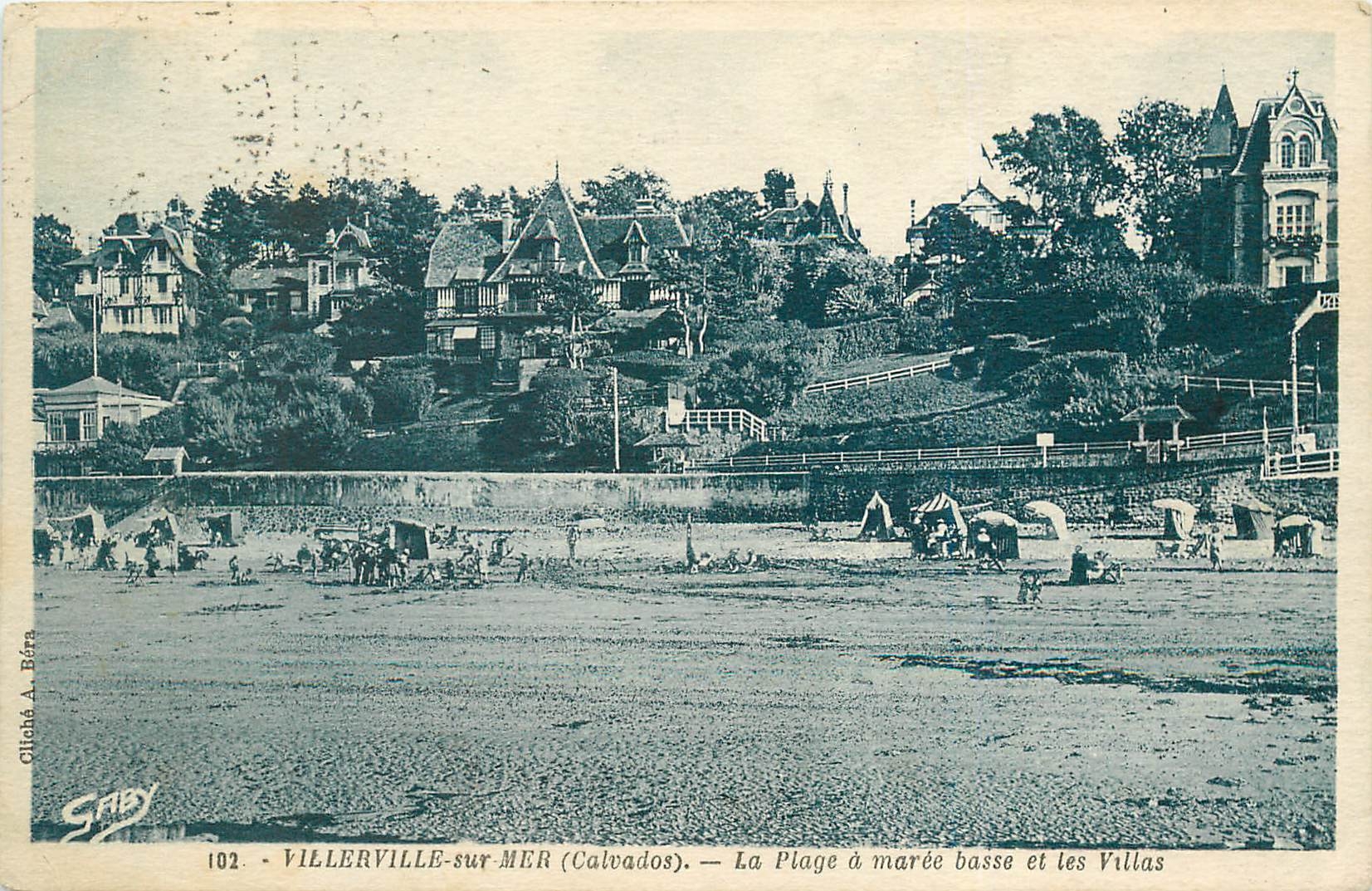 CPA Villerville sur Mer Calvados La Plage a maree basse et les Villas 