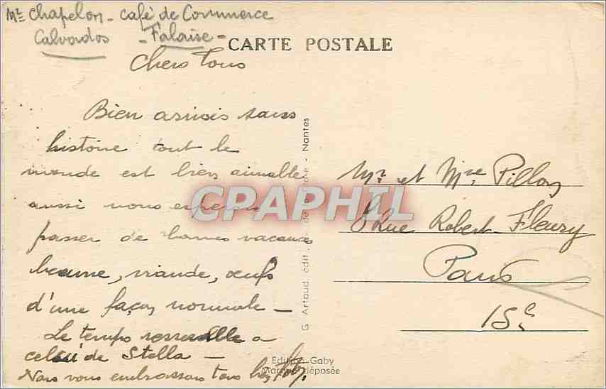 CPA Falaise Le Lavoir de Marie Jolly  — Rückseite
