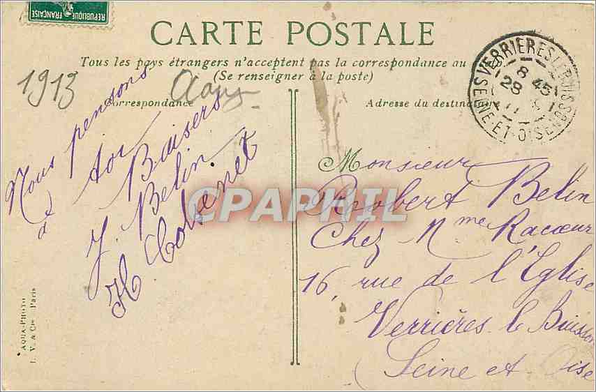 CPA St Aubin La Dique la Pierre a Poisson  — Rückseite