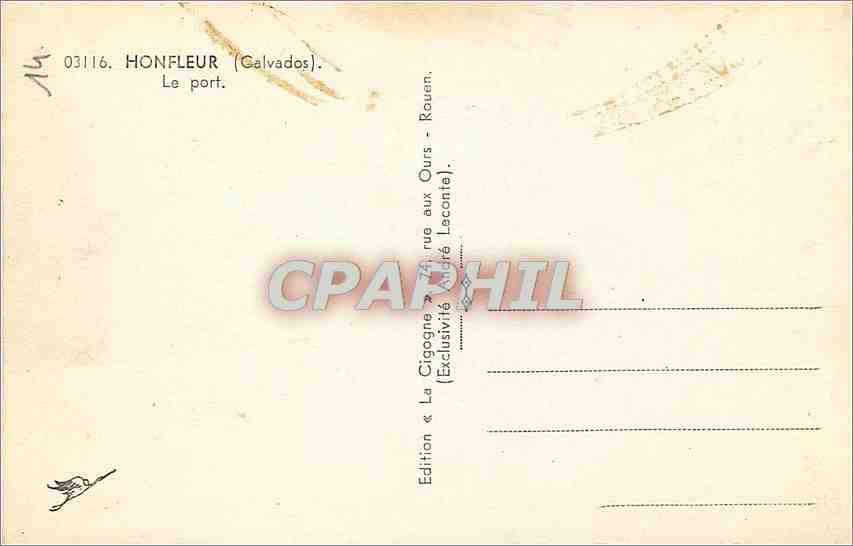 CPM Honfleur Calvados Le Port Bateaux — Rückseite