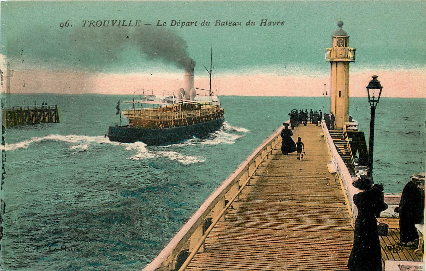 Trouville — Le Départ du Bateau du Havre — G. F. Le Havre, n°96