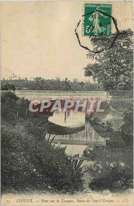 CPA Lisieux Pont sur la Touques Route de Pont l'Eveque 