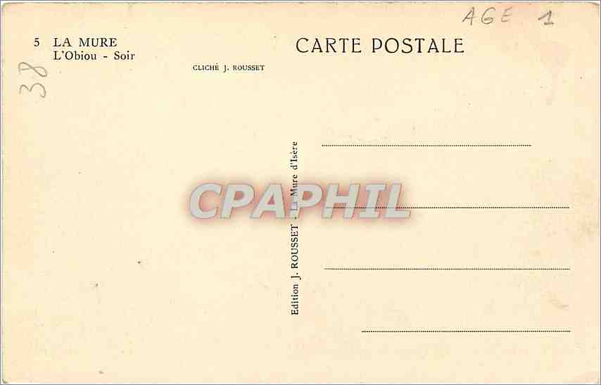 CPA La Mure L'Obiou Soir Vaches — Rückseite
