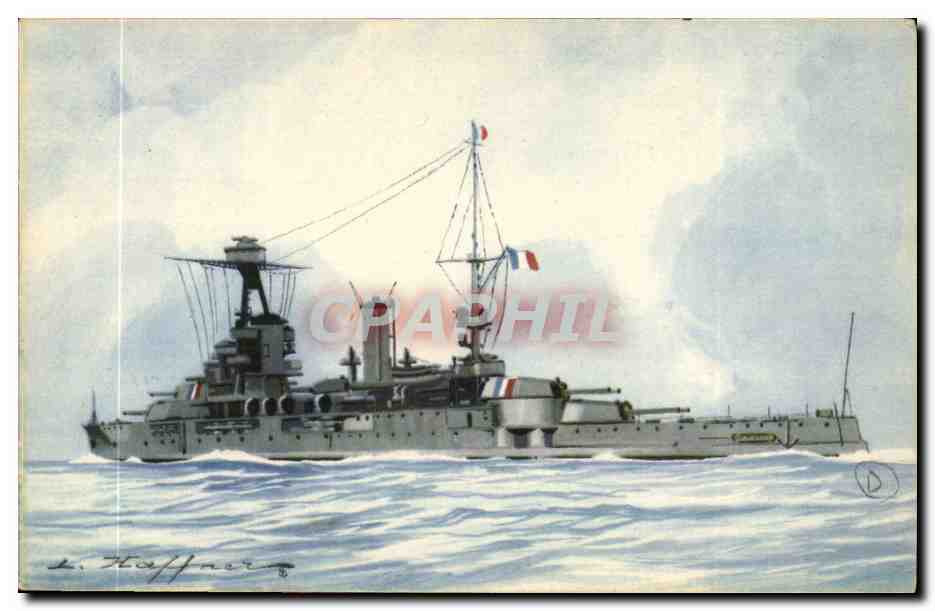 Illustrateur Bateau Boat CPA Cuirasse Provence Guerre