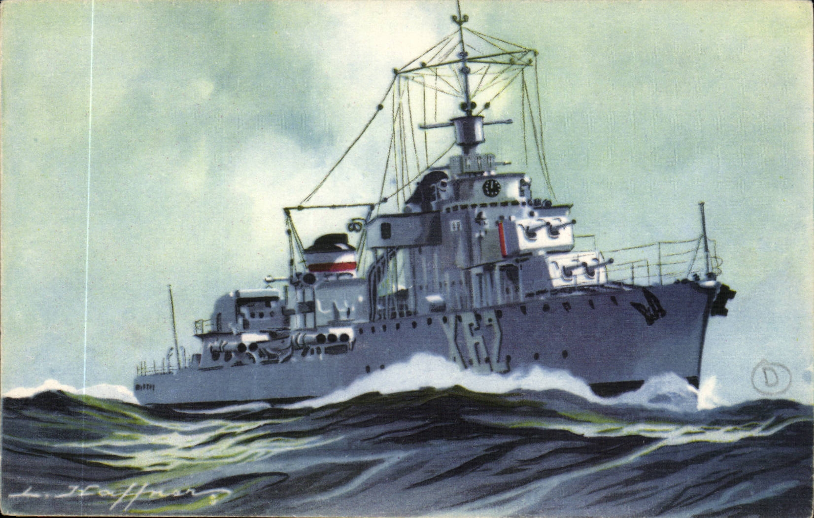 Illustrateur Bateau Boat CPA Contre-torpilleur Mogador Guerre