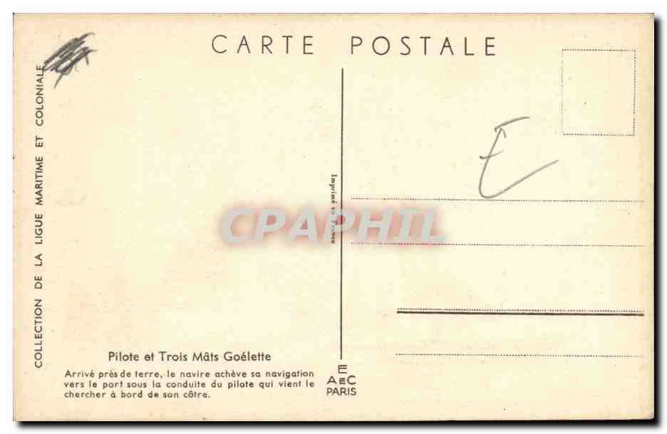 Illustrateur Bateau Boat CPA Ppilotes et trois mats goelette Haffner — Back