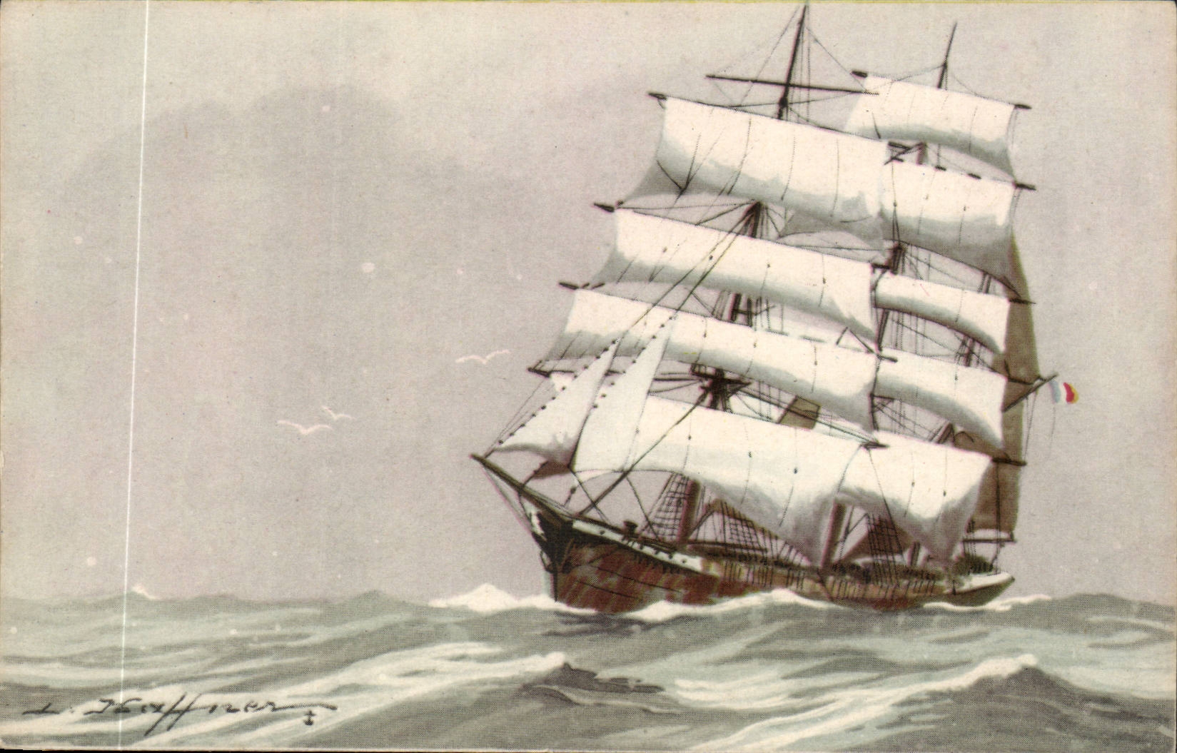 Bateau à trois mâts — barque à voiles — L. Tafferner