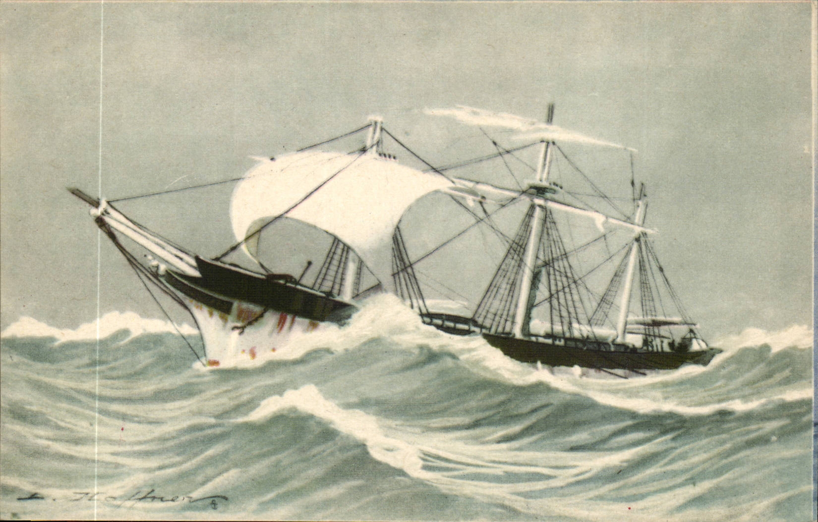 Illustrateur Bateau Boat CPA En fuite Haffner