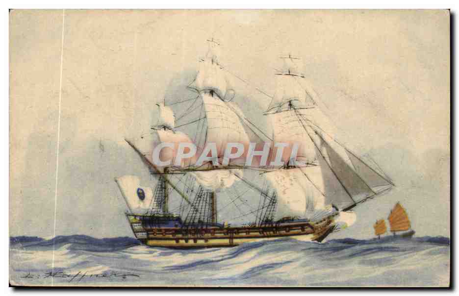 Vaisseau de la Compagnie des Indes Orientales — Collection de la Ligue Maritime et Coloniale — Imprimé en France