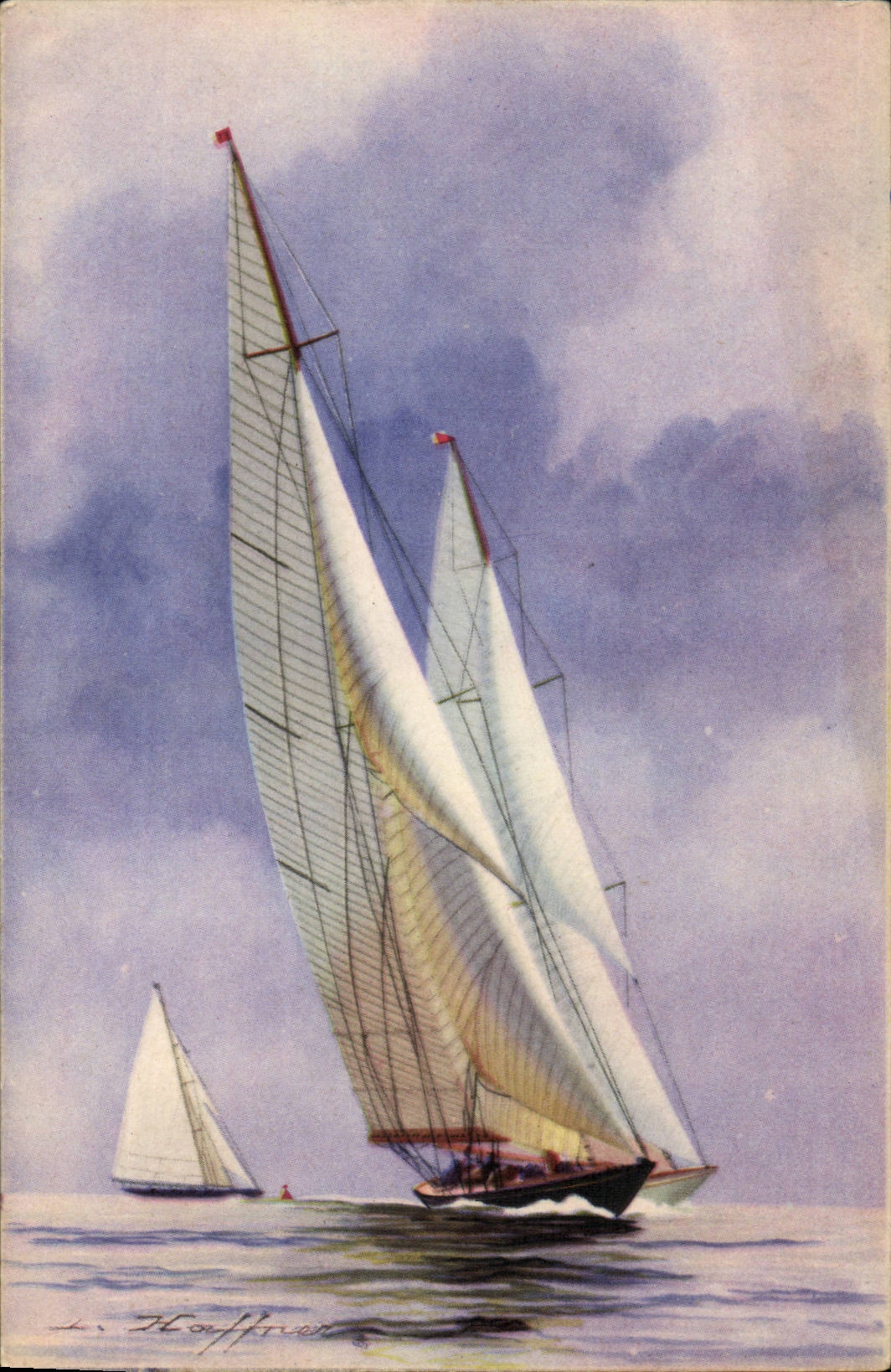 Illustrateur Bateau Boat CPA Yachts de la grande classe au plus pres pres Haffner 