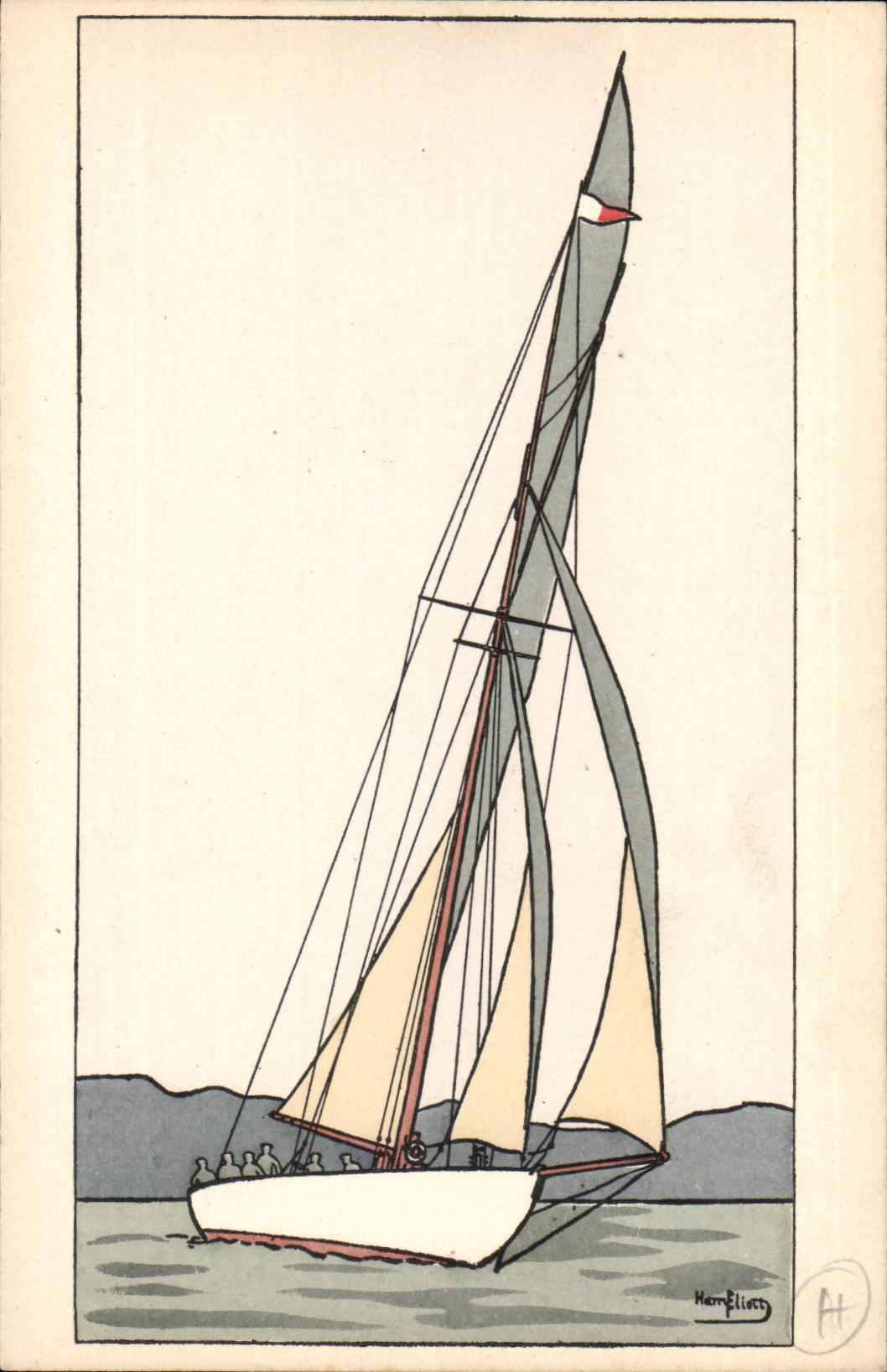 Illustrateur Bateau Boat CPA Voilier 